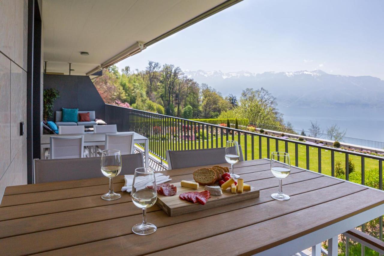 Les Terrasses De Lavaux 1 - Appartement De Luxe Avec Vue Panoramique Et Piscine Puidoux Dış mekan fotoğraf