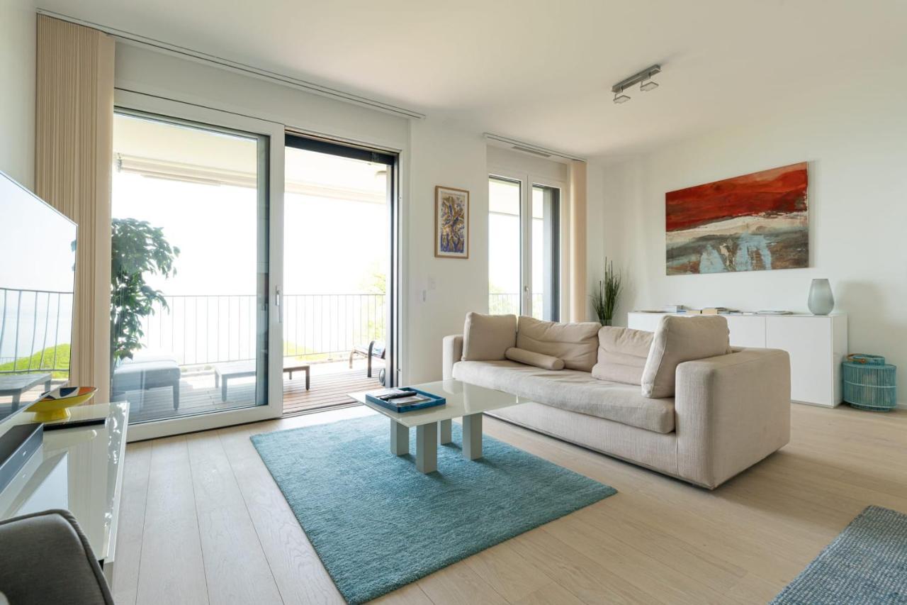 Les Terrasses De Lavaux 1 - Appartement De Luxe Avec Vue Panoramique Et Piscine Puidoux Dış mekan fotoğraf