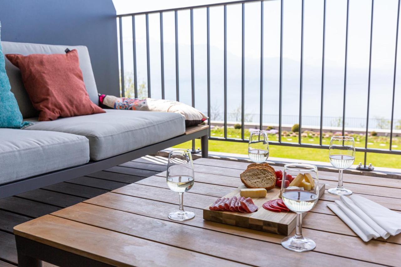 Les Terrasses De Lavaux 1 - Appartement De Luxe Avec Vue Panoramique Et Piscine Puidoux Dış mekan fotoğraf