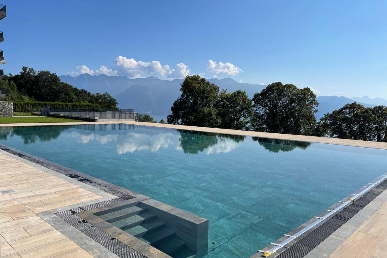 Les Terrasses De Lavaux 1 - Appartement De Luxe Avec Vue Panoramique Et Piscine Puidoux Dış mekan fotoğraf