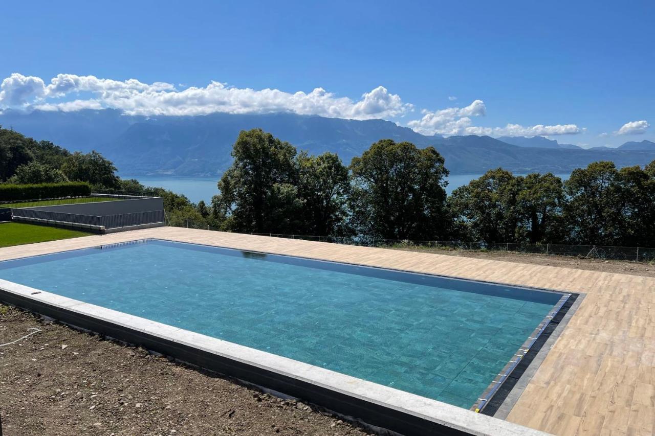 Les Terrasses De Lavaux 1 - Appartement De Luxe Avec Vue Panoramique Et Piscine Puidoux Dış mekan fotoğraf